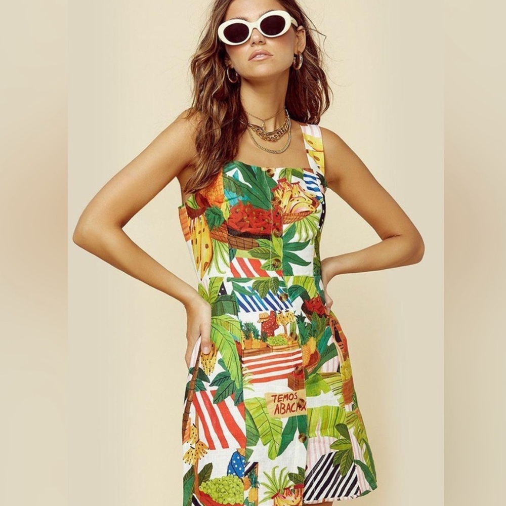 FARM Rio tropical fair linen mini dress XS NWT